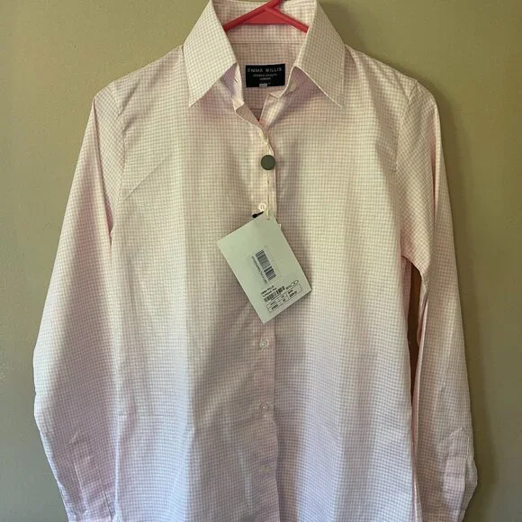 EMMA WILLIS Slim-Fit Checked Cotton Oxford Shirt Size XS NWT Made in England - Picture 2 of 6